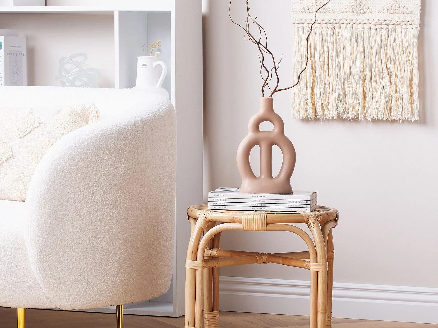 Vase à fleurs KOZANI Céramique 28 cm Beige sable