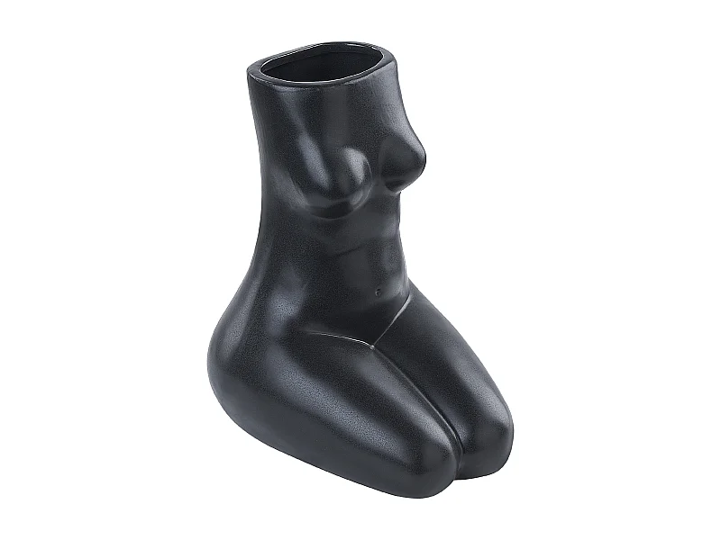Blumenvase Keramik handgefertigt schwarz 22 cm weibliche Form Modern Pyrgos