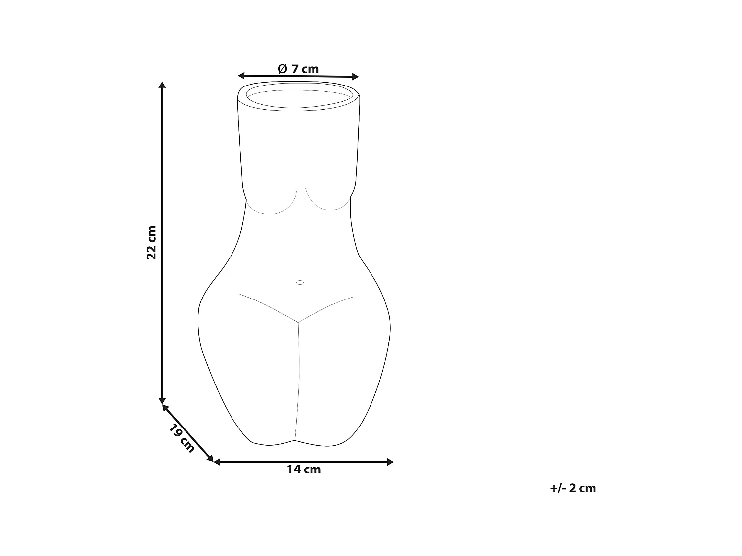 Blumenvase Keramik handgefertigt schwarz 22 cm weibliche Form Modern Pyrgos