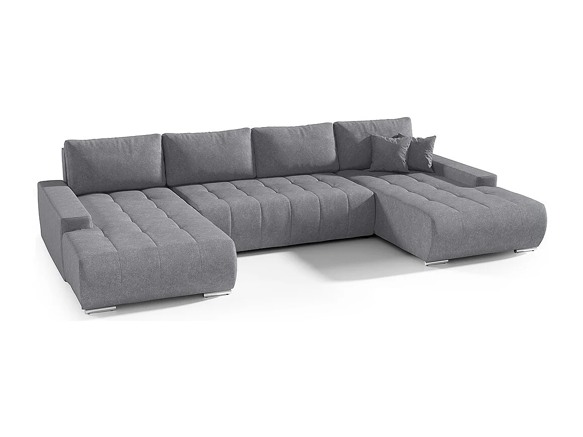 Canapé U 5 places convertible coffre Jonas Gris foncé