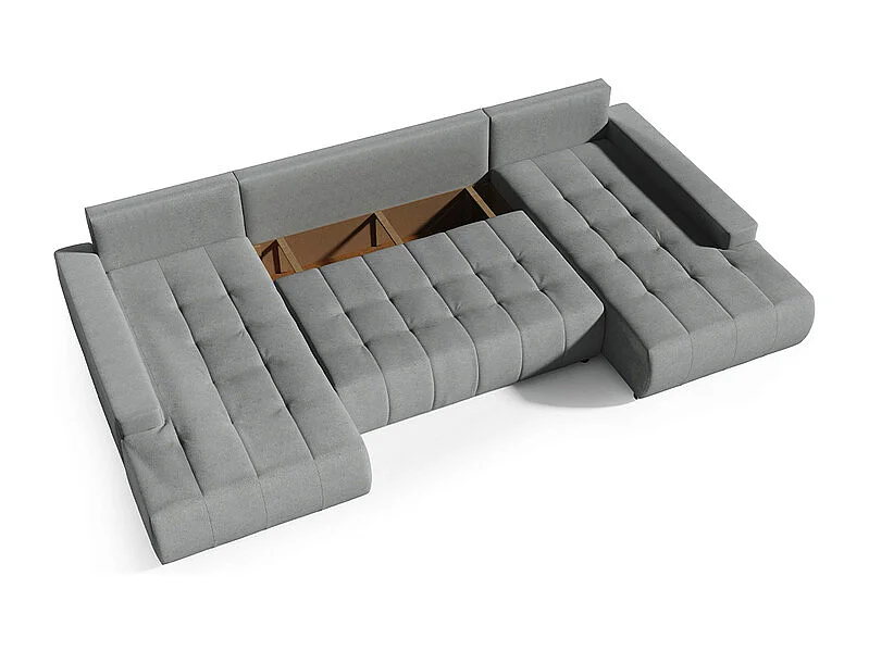 Canapé U 5 places convertible coffre Jonas Gris foncé