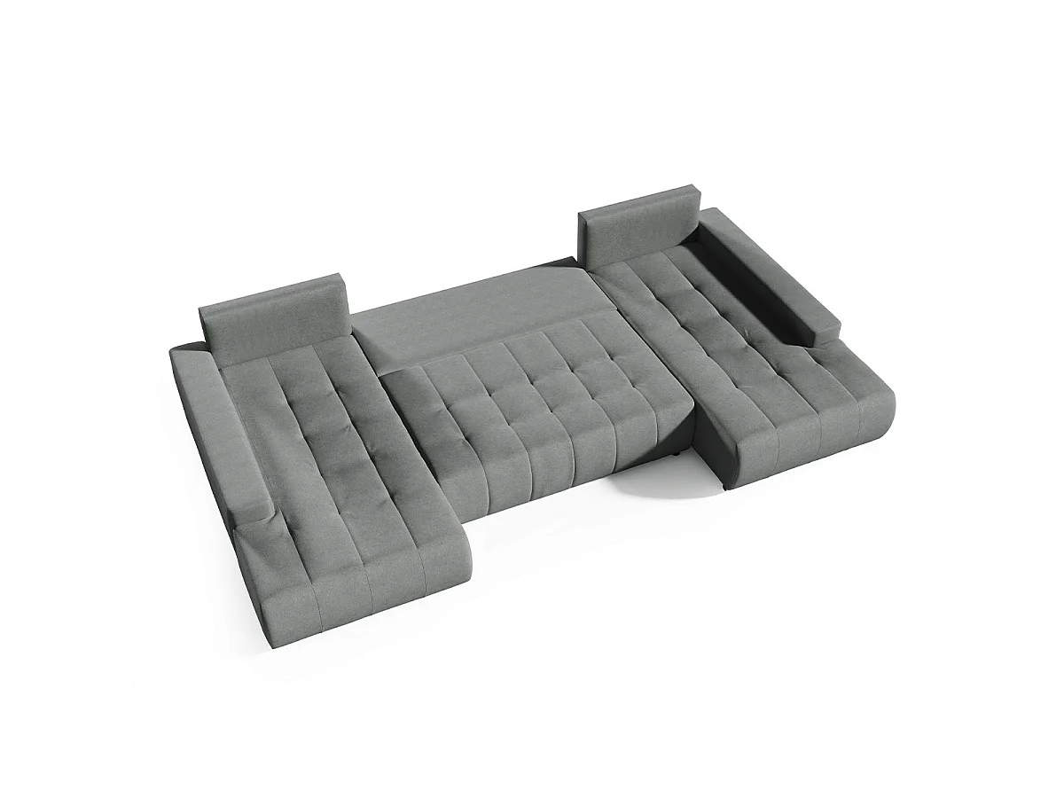Canapé d'angle convertible 5 places en tissu gris foncé JONAS