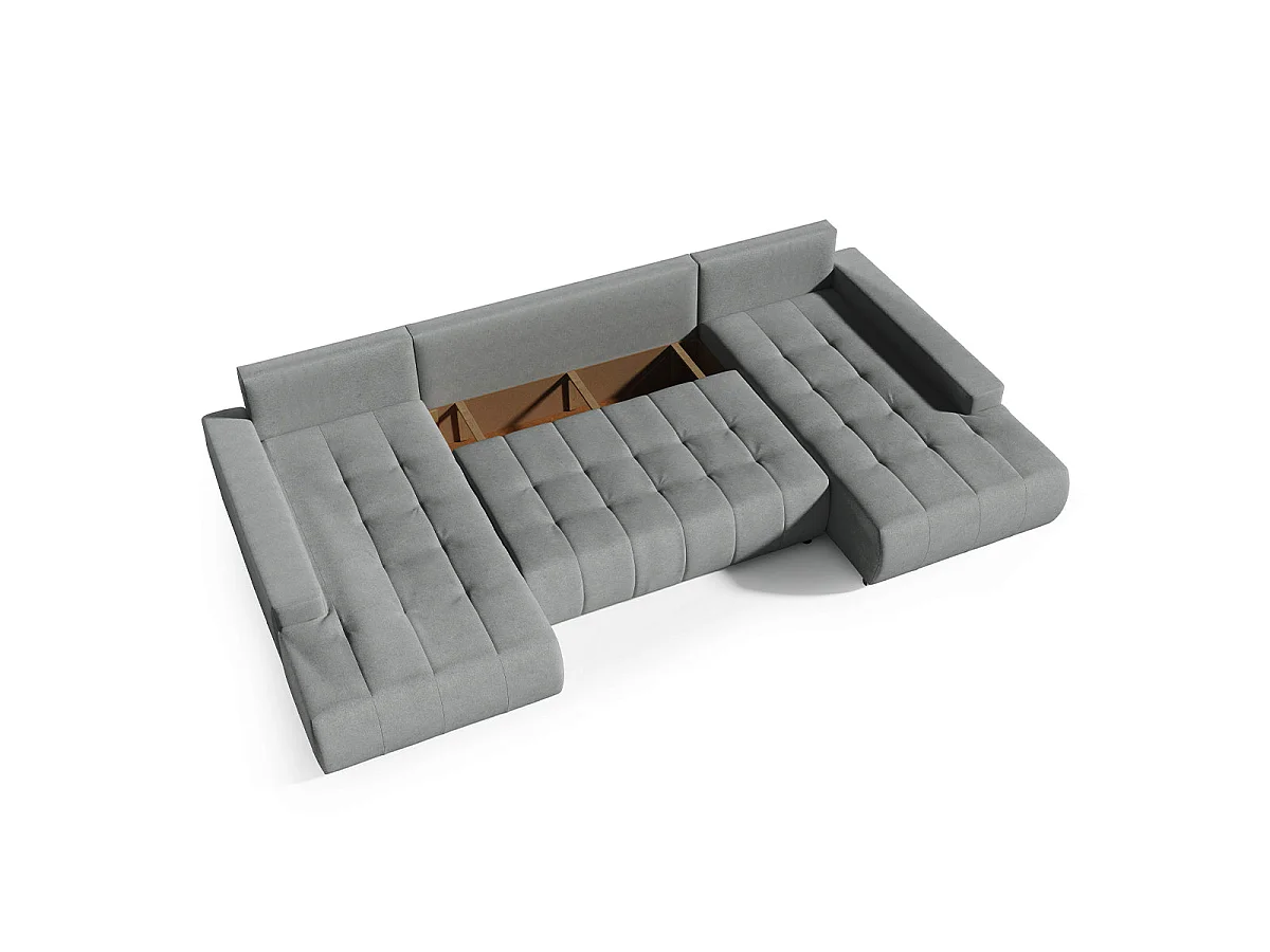 Canapé d'angle convertible 5 places en tissu gris foncé JONAS