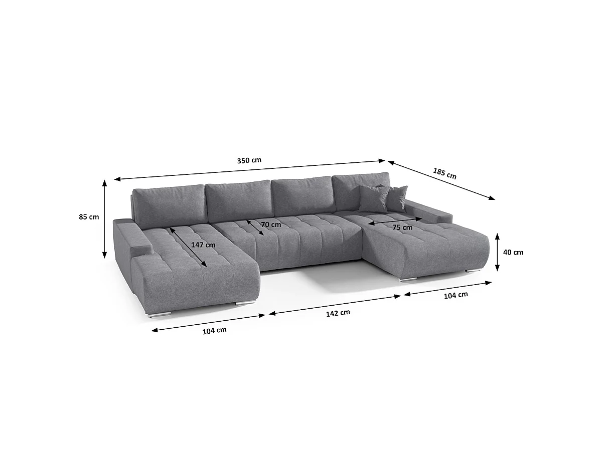 Canapé d'angle convertible 5 places en tissu gris foncé JONAS