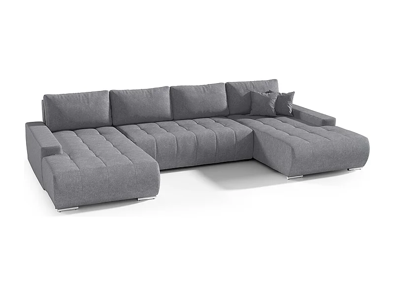 Canapé U 5 places convertible coffre Jonas Gris foncé