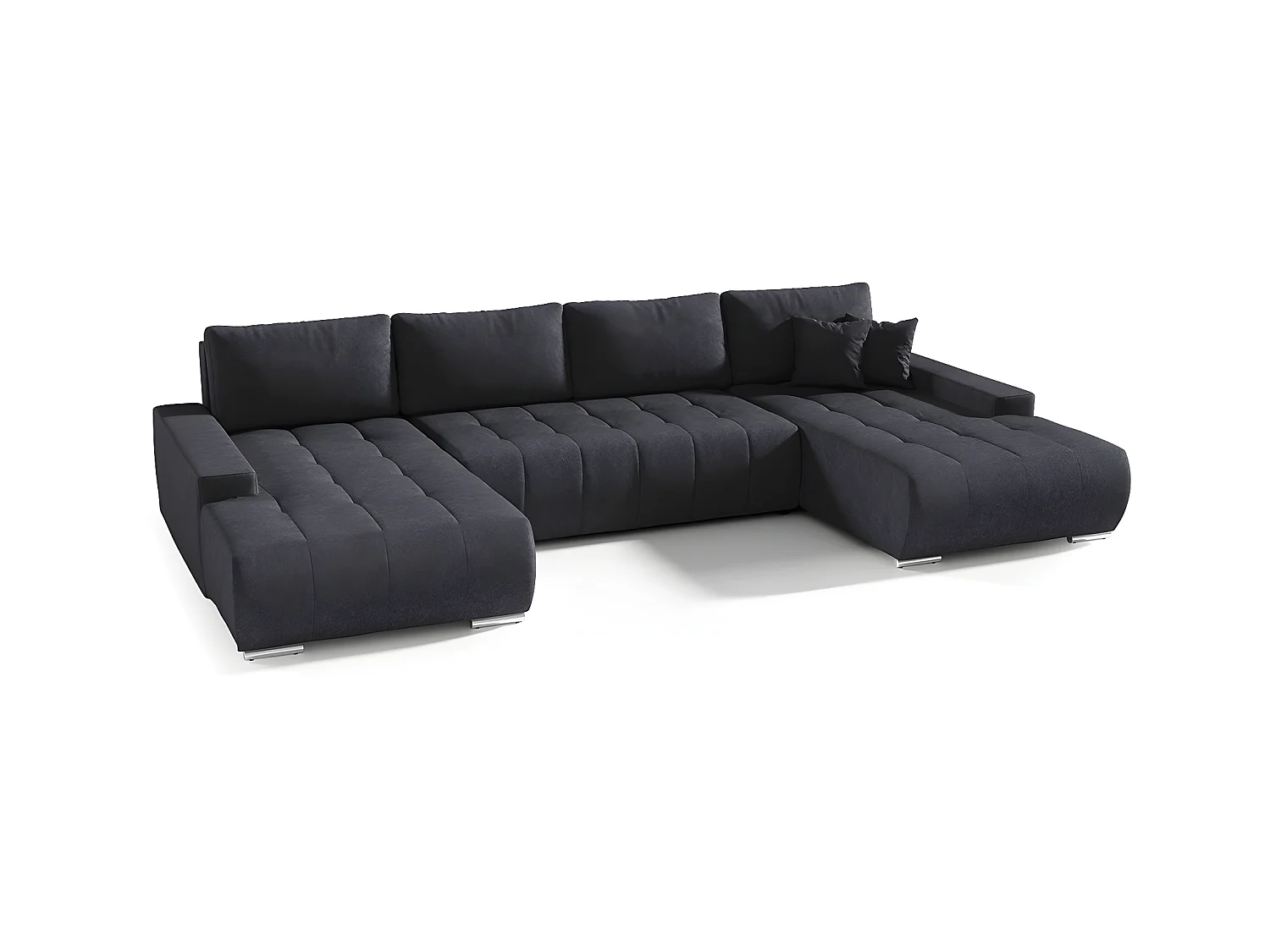 Canapé U 5 places convertible coffre Jonas Gris anthracite