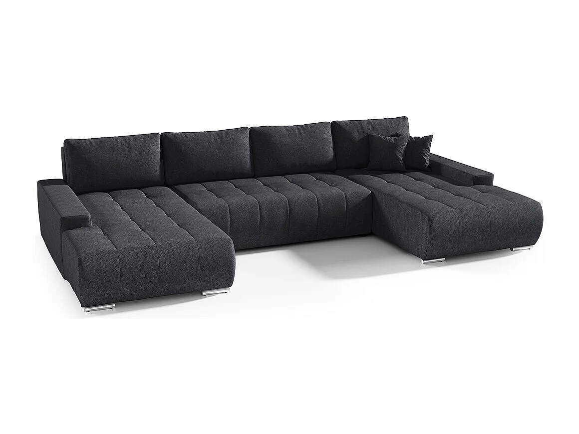Canapé U 5 places convertible coffre Jonas Gris anthracite