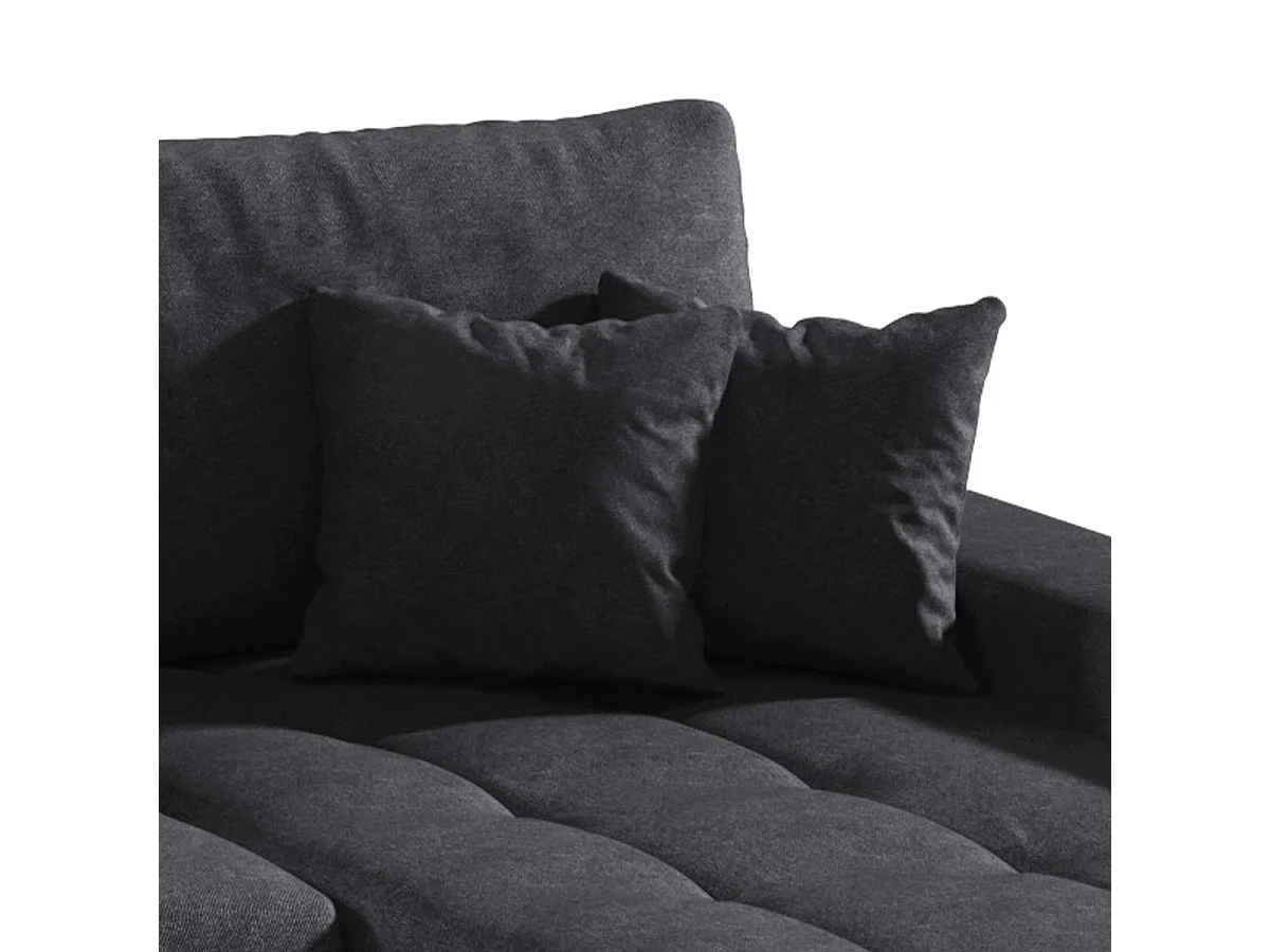 Canapé d'angle convertible 5 places en tissu gris anthracite