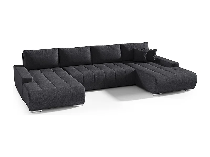 Canapé U 5 places convertible coffre Jonas Gris anthracite