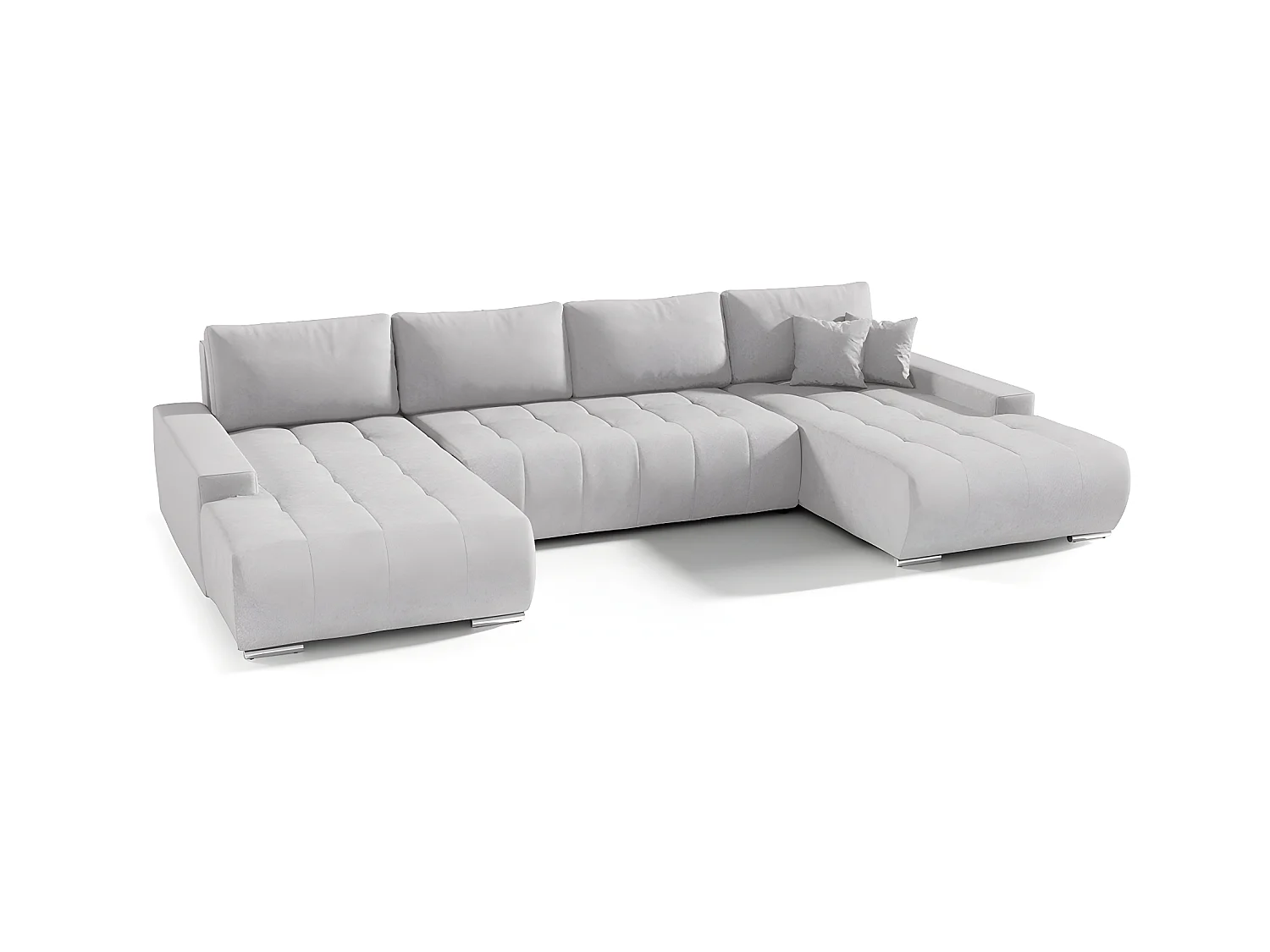 Canapé U 5 places convertible coffre Jonas Gris clair