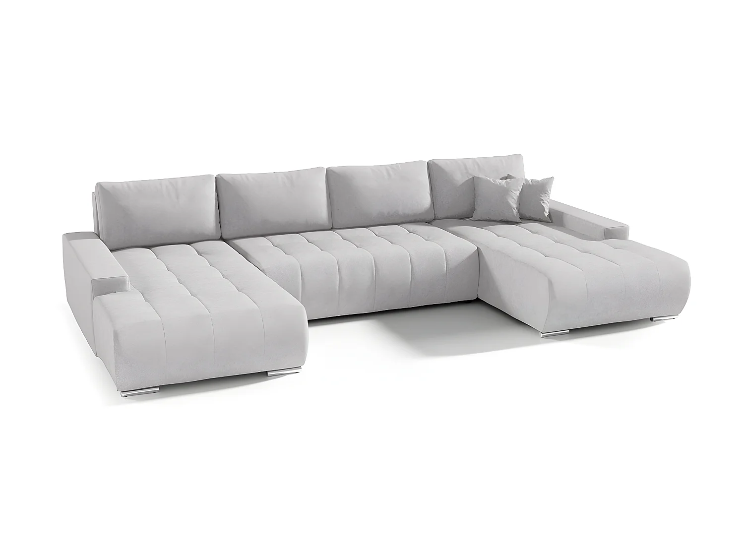 Canapé U 5 places convertible coffre Jonas Gris clair