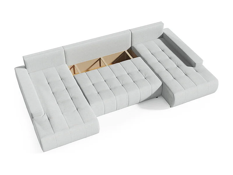 Canapé U 5 places convertible coffre Jonas Gris clair