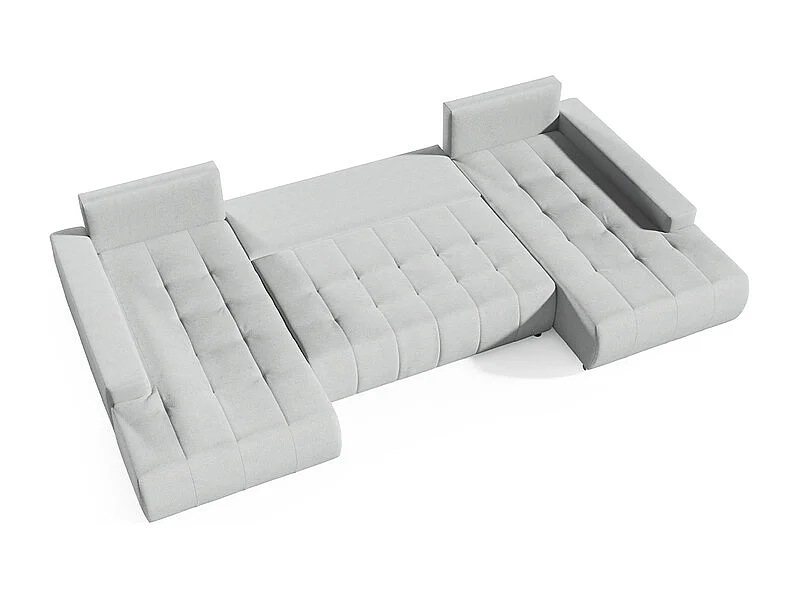 Canapé U 5 places convertible coffre Jonas Gris clair