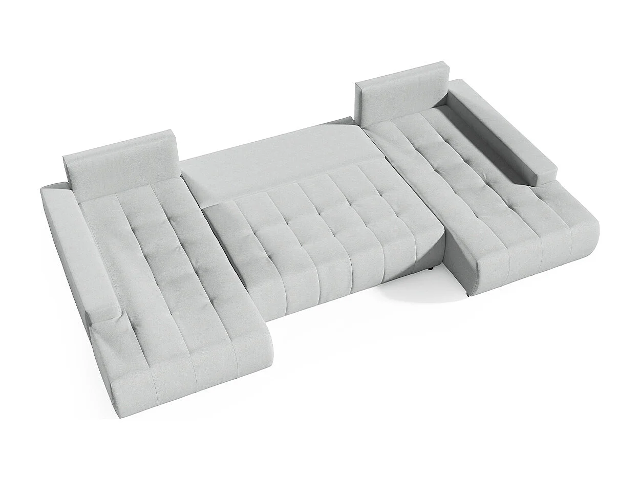 Canapé U 5 places convertible coffre Jonas Gris clair