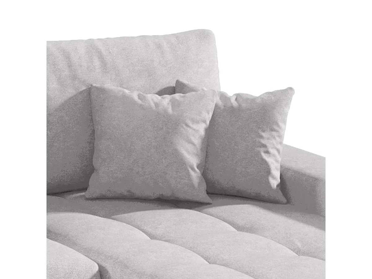 Canapé d'angle convertible 5 places en tissu gris clair JONAS