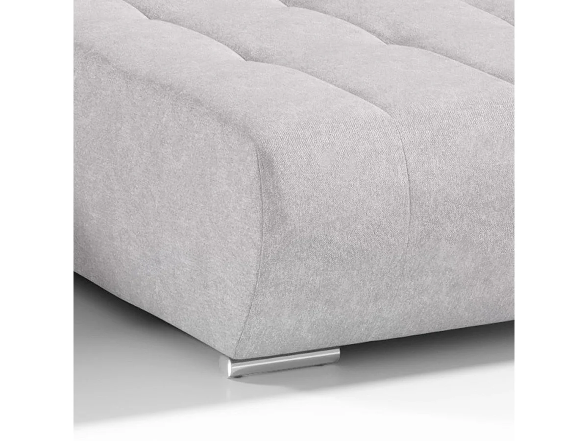 Canapé d'angle convertible 5 places en tissu gris clair JONAS