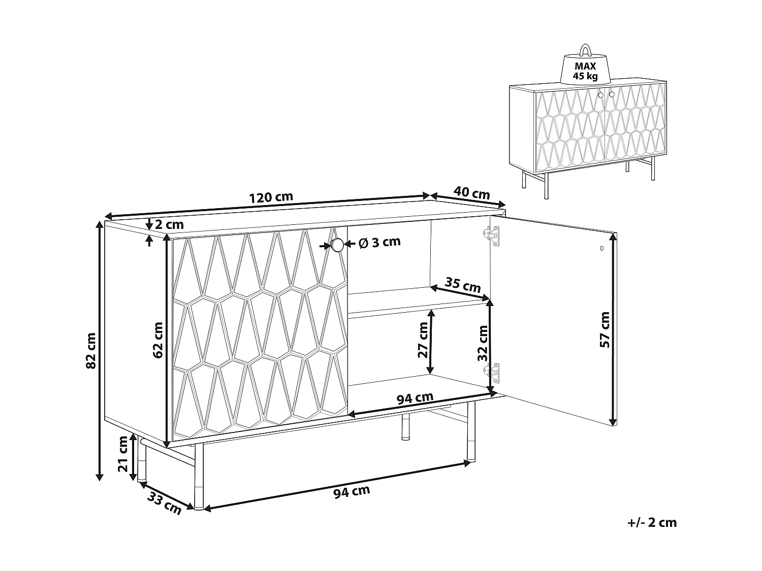 Kast ADANTE 82 cm Zwart