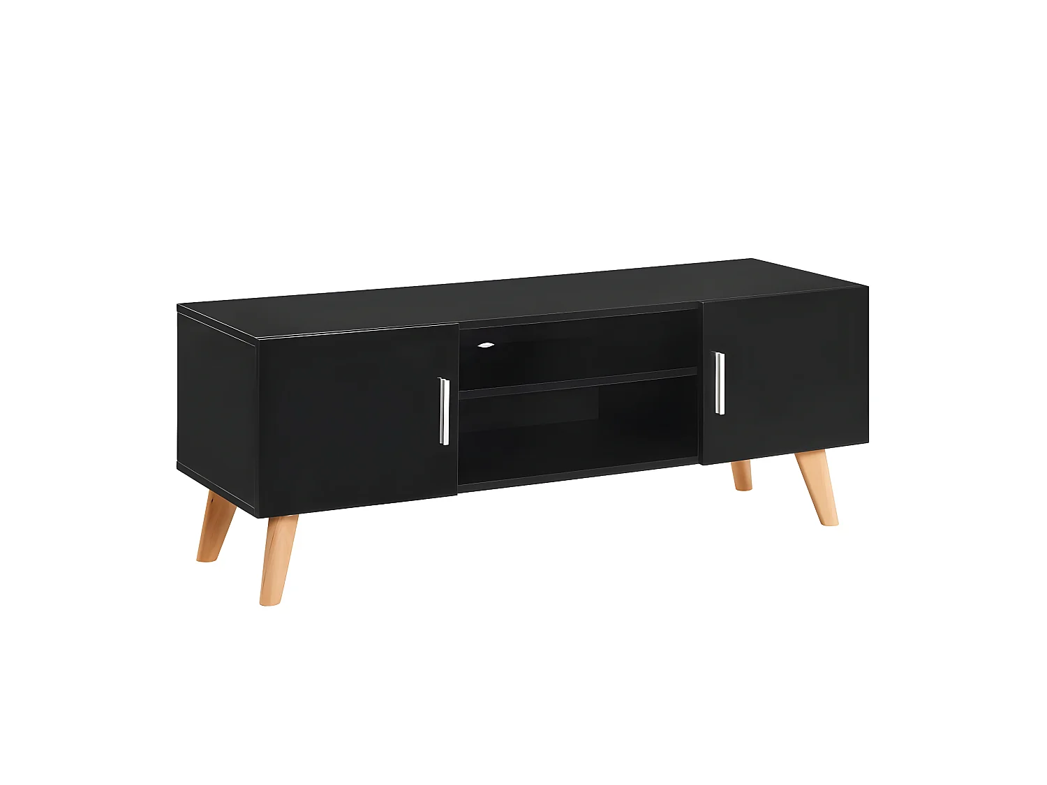 Meuble télé buffet tv télévision design pratique noir 120 cm mdf 2502206