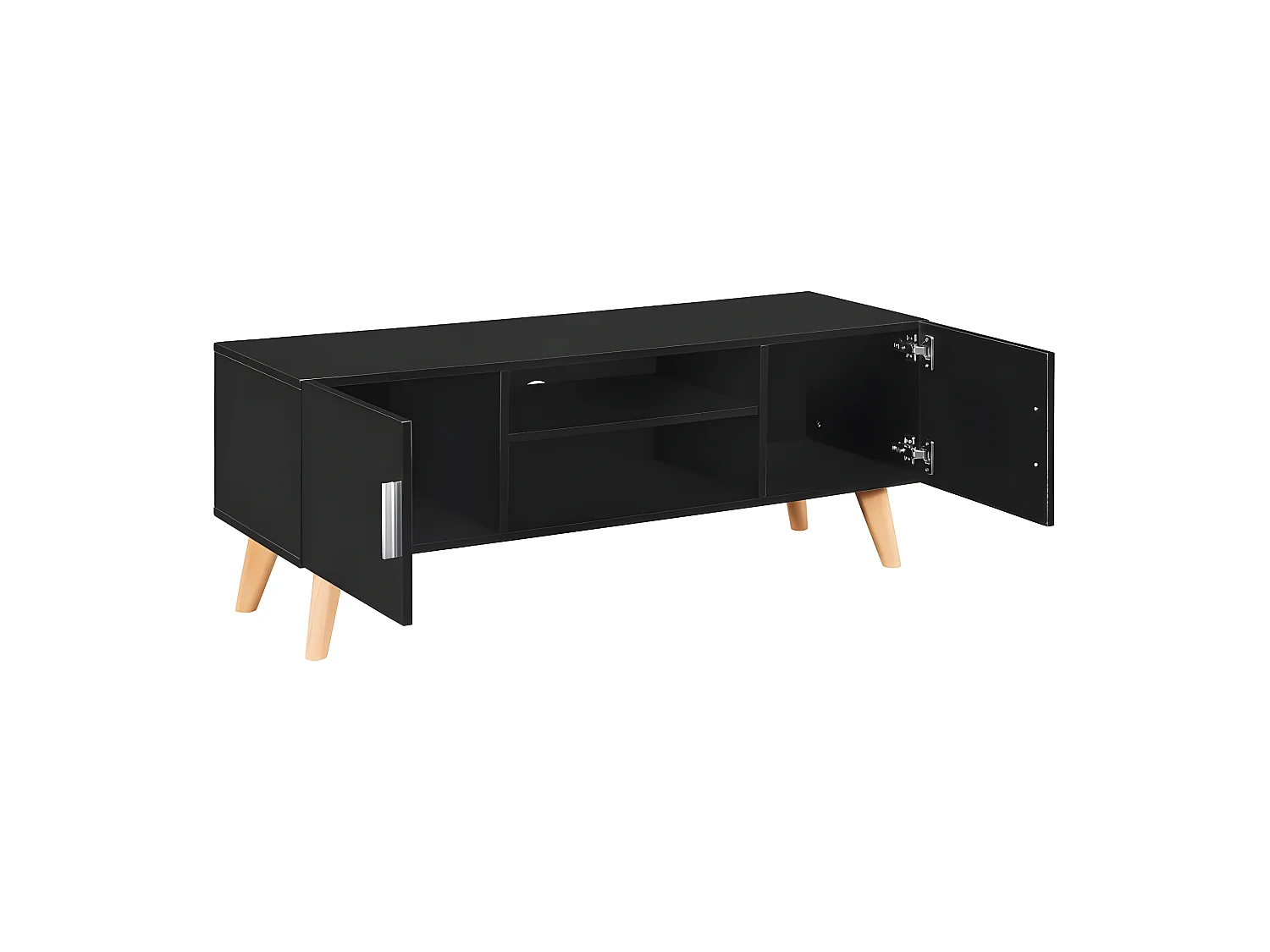 Meuble télé buffet tv télévision design pratique noir 120 cm mdf 2502206