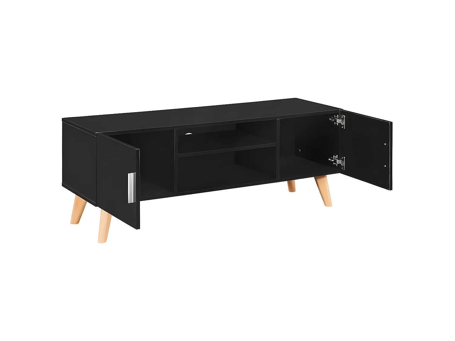 Meuble télé buffet tv télévision design pratique noir 120 cm mdf 2502206