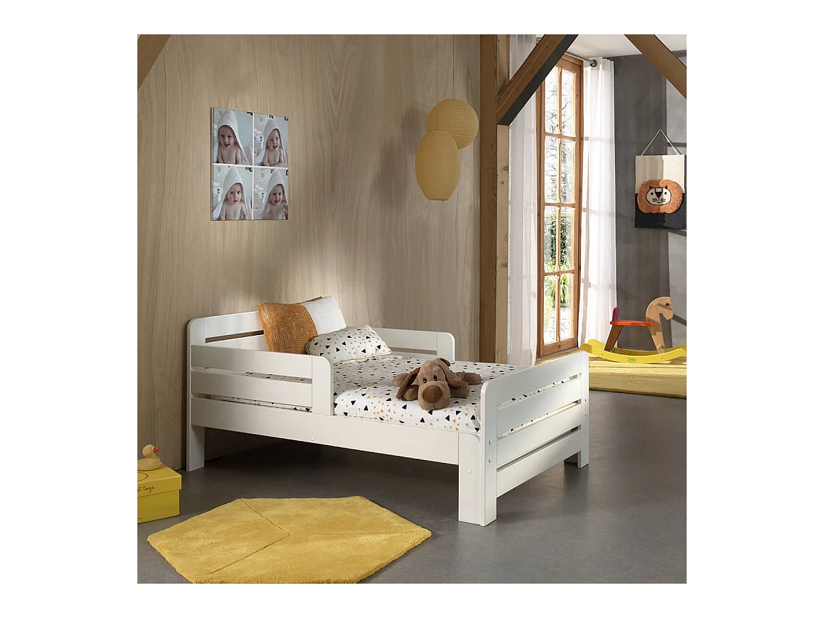 THEMIS - Lit Evolutif Blanc + Matelas Réglable 90x140/200cm