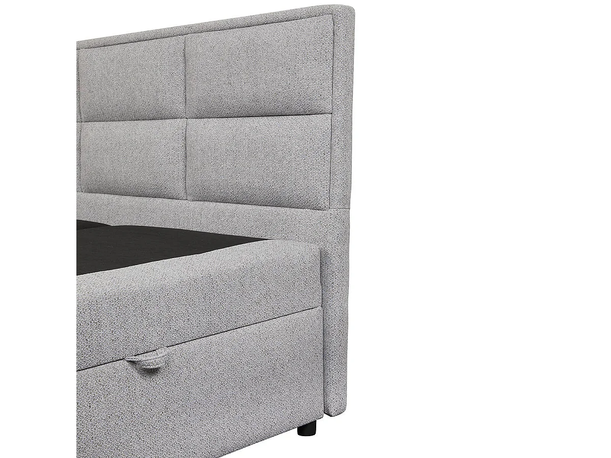 MYLIS - Lit-Coffre Boxspring 180x200cm Eco Tissu Gris