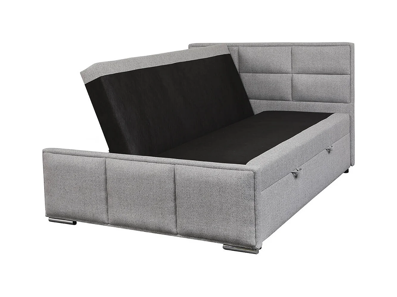 MYLIS - Lit-Coffre Boxspring 160x200cm Eco Tissu Gris