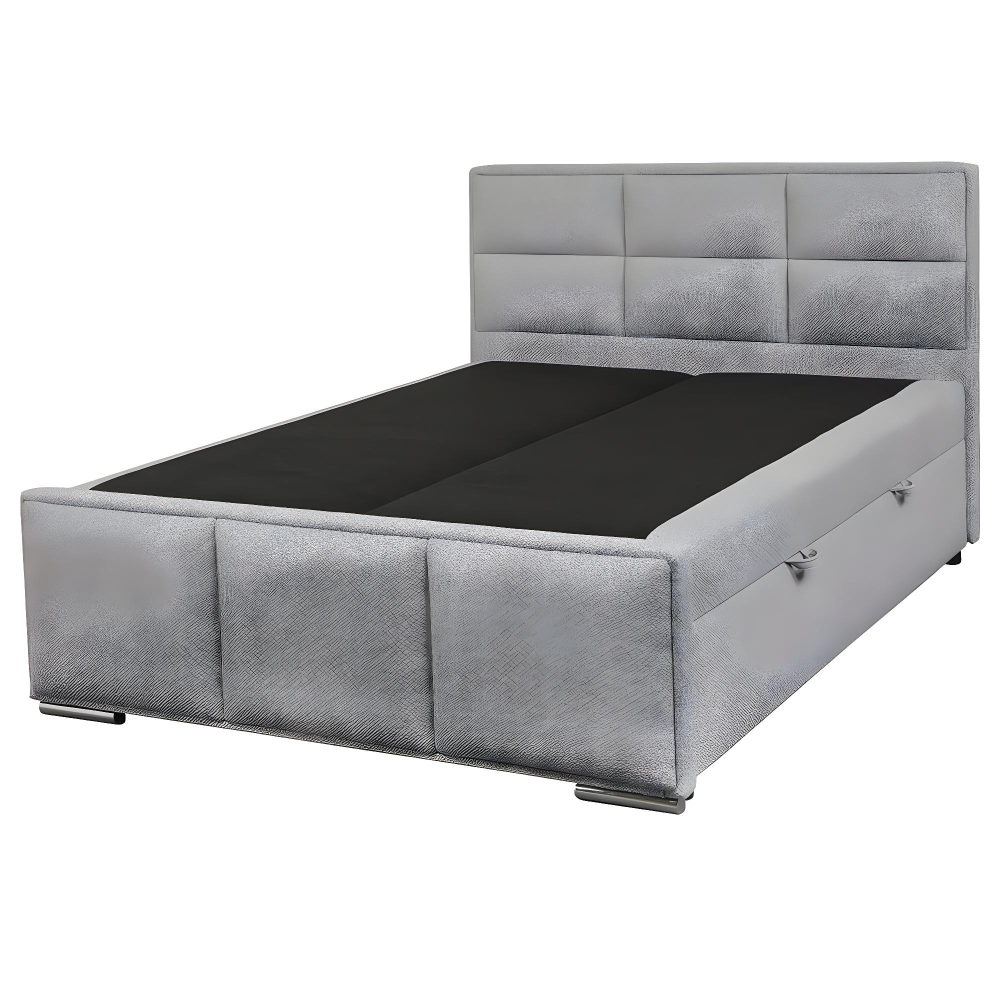 Mylis Lit Coffre Boxspring 160x200cm Eco Tissu Gris