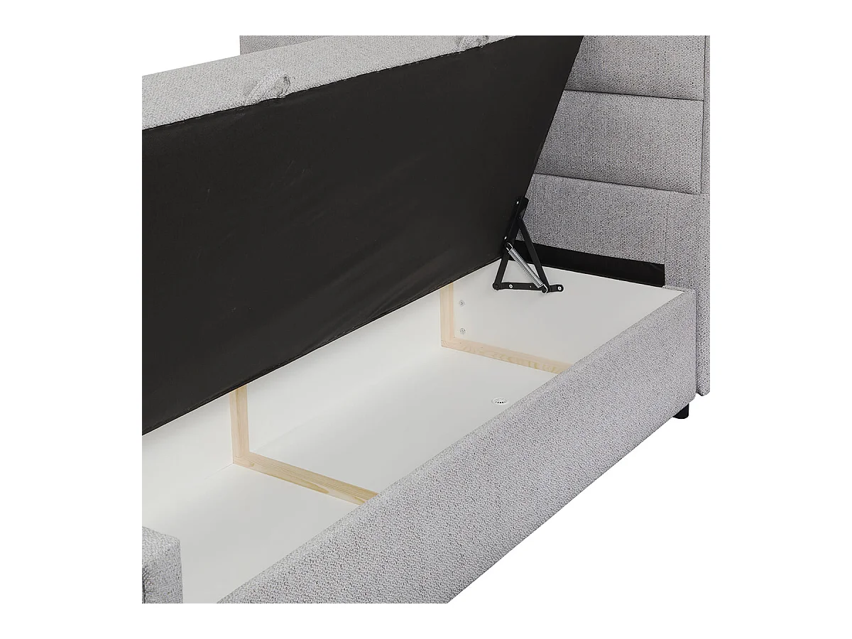 MYLIS - Lit-Coffre Boxspring 140x200cm Eco Tissu Gris