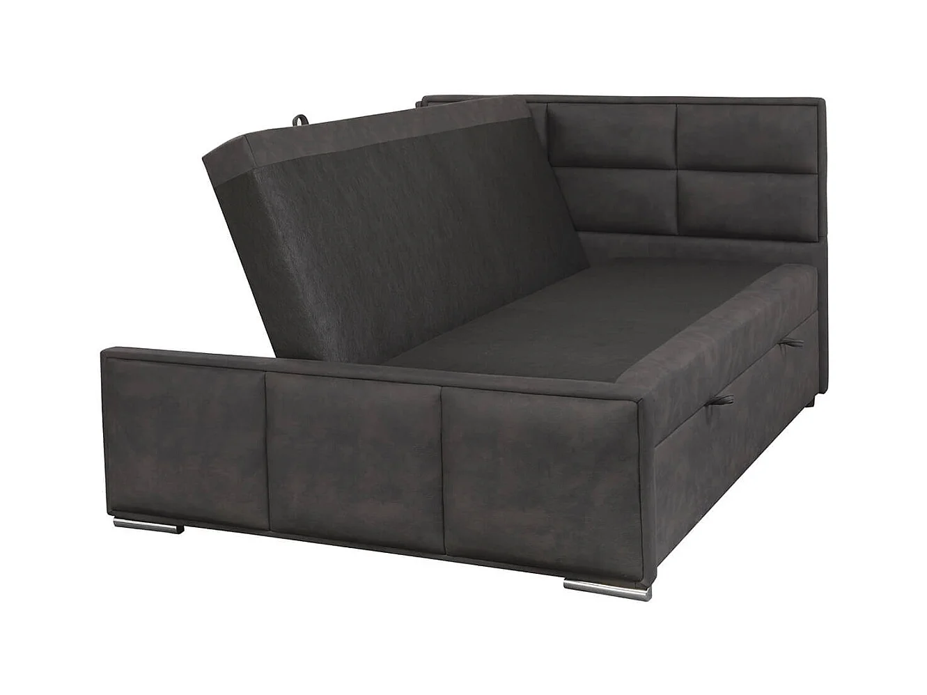 NALA - Lit-Coffre Boxspring 160x200cm Simili Cuir Marron