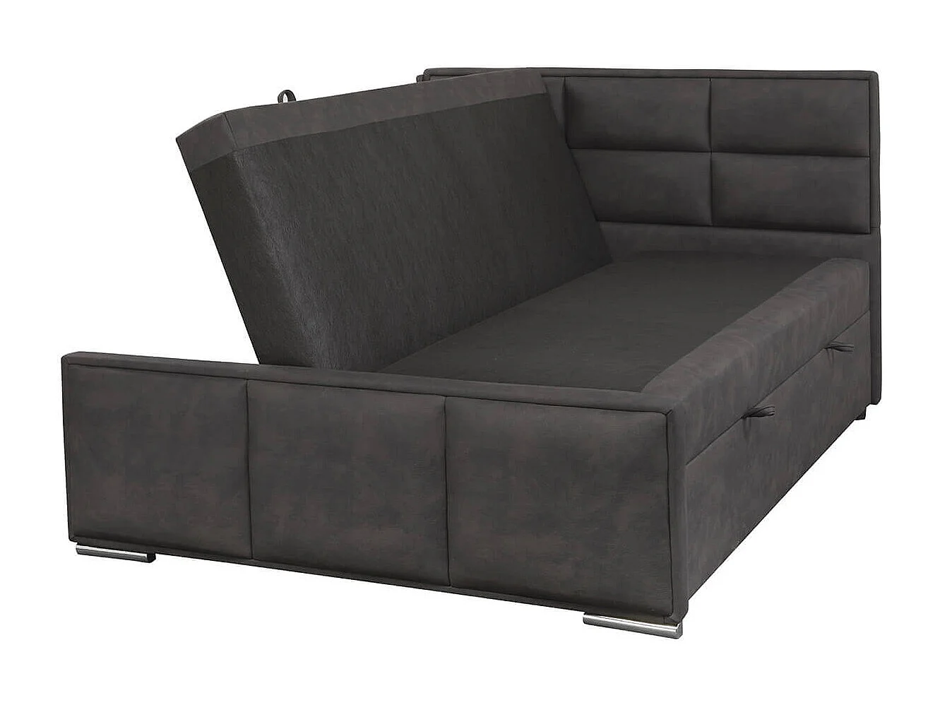 NALA - Lit-Coffre Boxspring 140x200cm Simili Cuir Marron