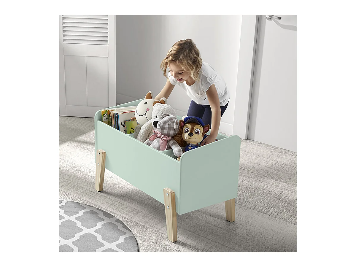 BODHI MINT - Lit 90x200cm + Chevet + Coffre + Etagères