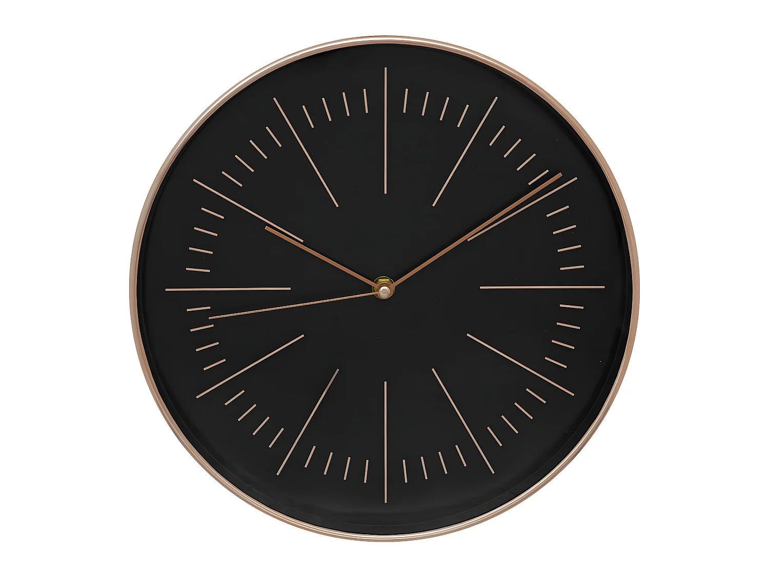 Pendule murale moderne bicolore Noir et Cuivre D 30 cm