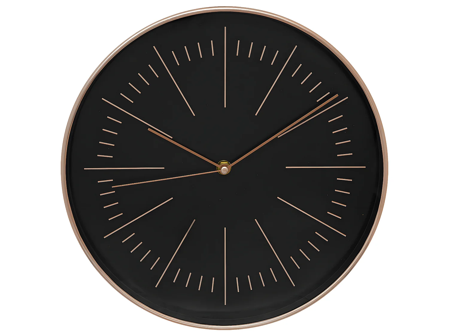 Pendule murale moderne bicolore Noir et Cuivre D 30 cm