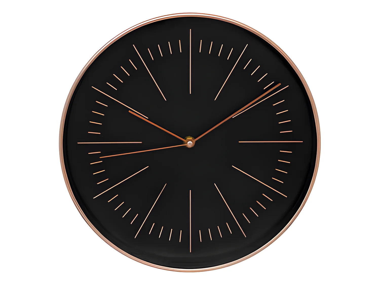 Pendule murale moderne bicolore Noir et Cuivre D 30 cm