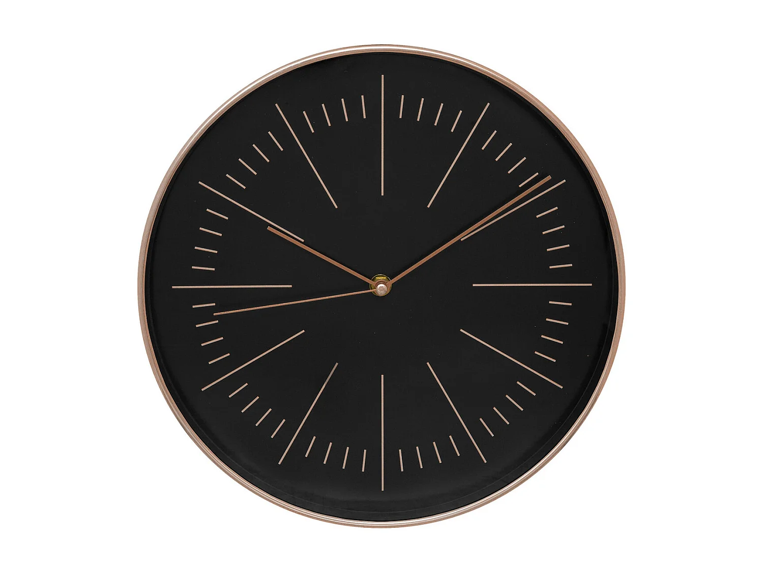 Pendule murale moderne bicolore Noir et Cuivre D 30 cm