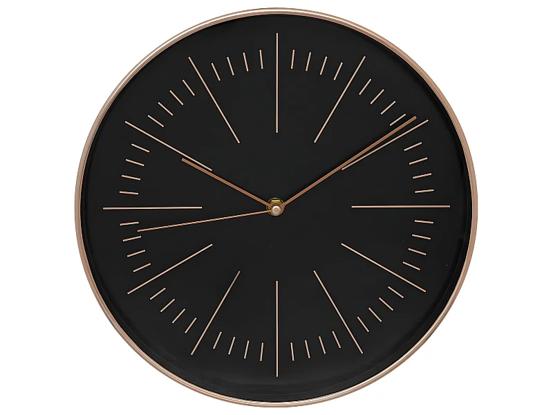 Pendule murale moderne bicolore Noir et Cuivre D 30 cm