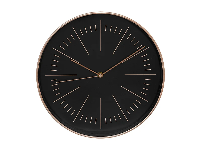 Pendule murale moderne bicolore Noir et Cuivre D 30 cm