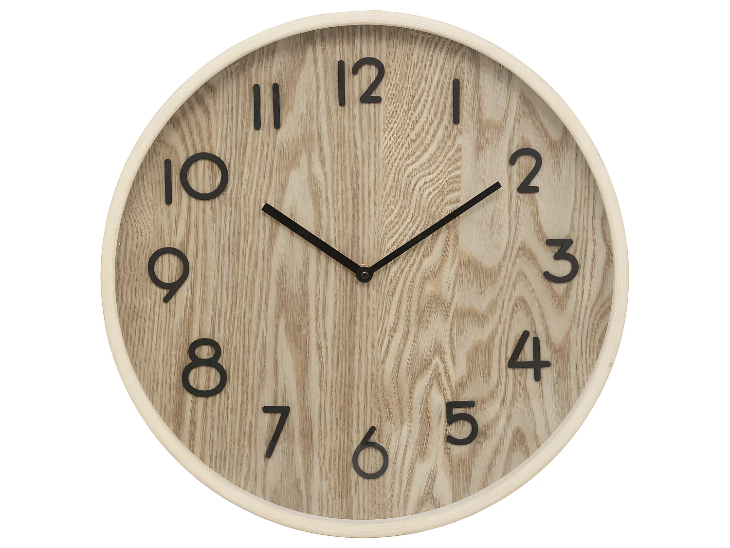 Pendule murale en bois Marron clair et verre D 38 cm