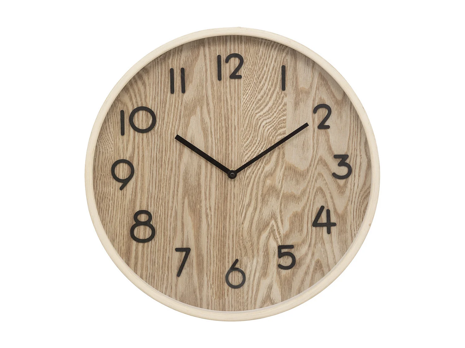 Pendule murale en bois Marron clair et verre D 38 cm