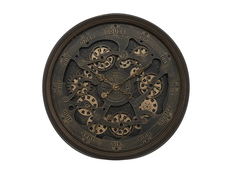 Grande Pendule murale rouages apparents et aiguilles à l'ancienne D 76 cm rétro & vintage