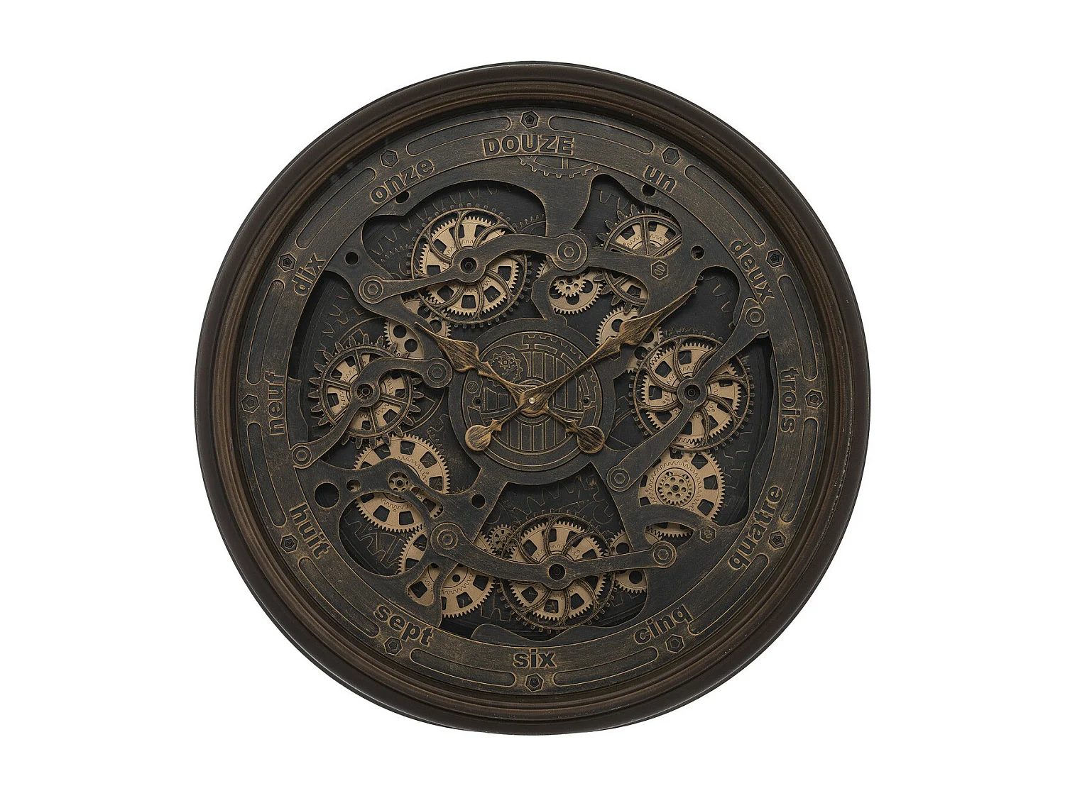 Grande Pendule murale rouages apparents et aiguilles à l'ancienne D 76 cm rétro & vintage