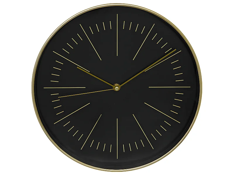 Pendule murale moderne bicolore Noir et Or D 30 cm