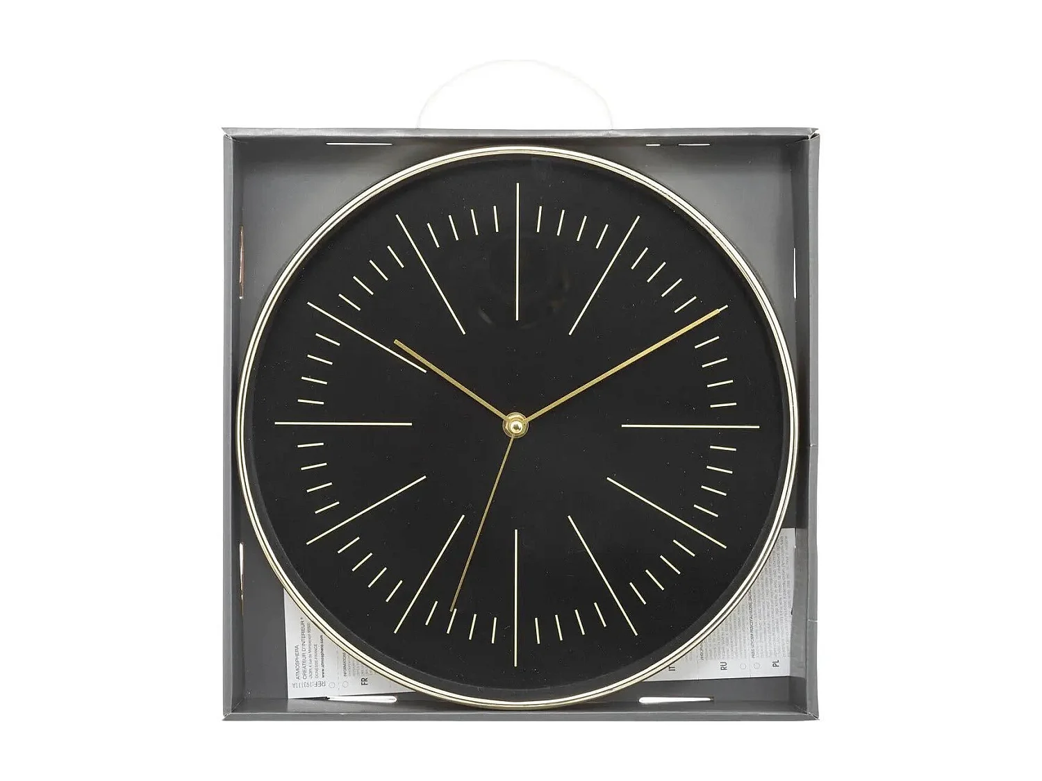 Pendule murale moderne bicolore Noir et Or D 30 cm