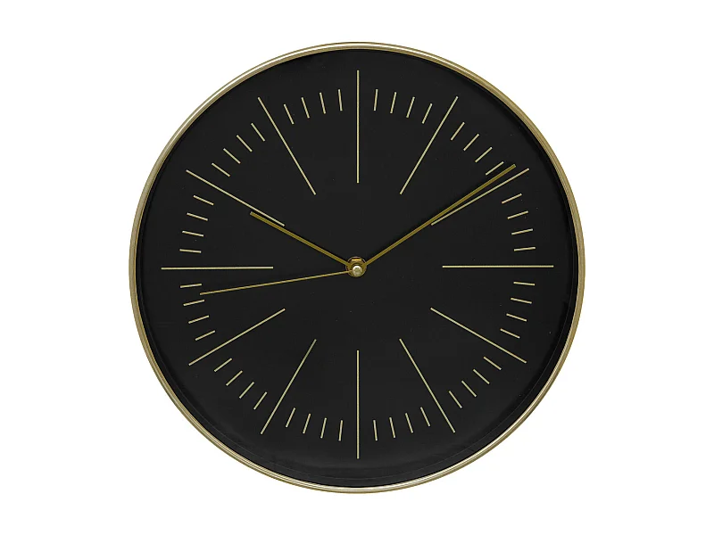 Pendule murale moderne bicolore Noir et Or D 30 cm