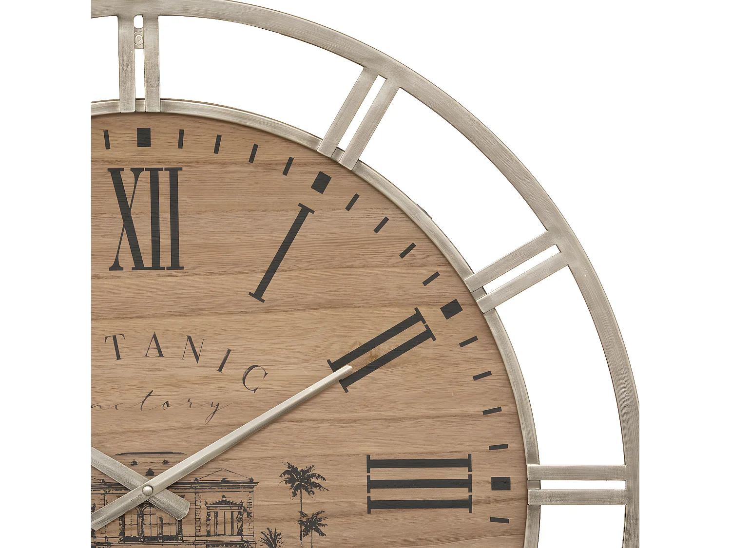 Grande Pendule murale en métal doré et bois D 70 cm