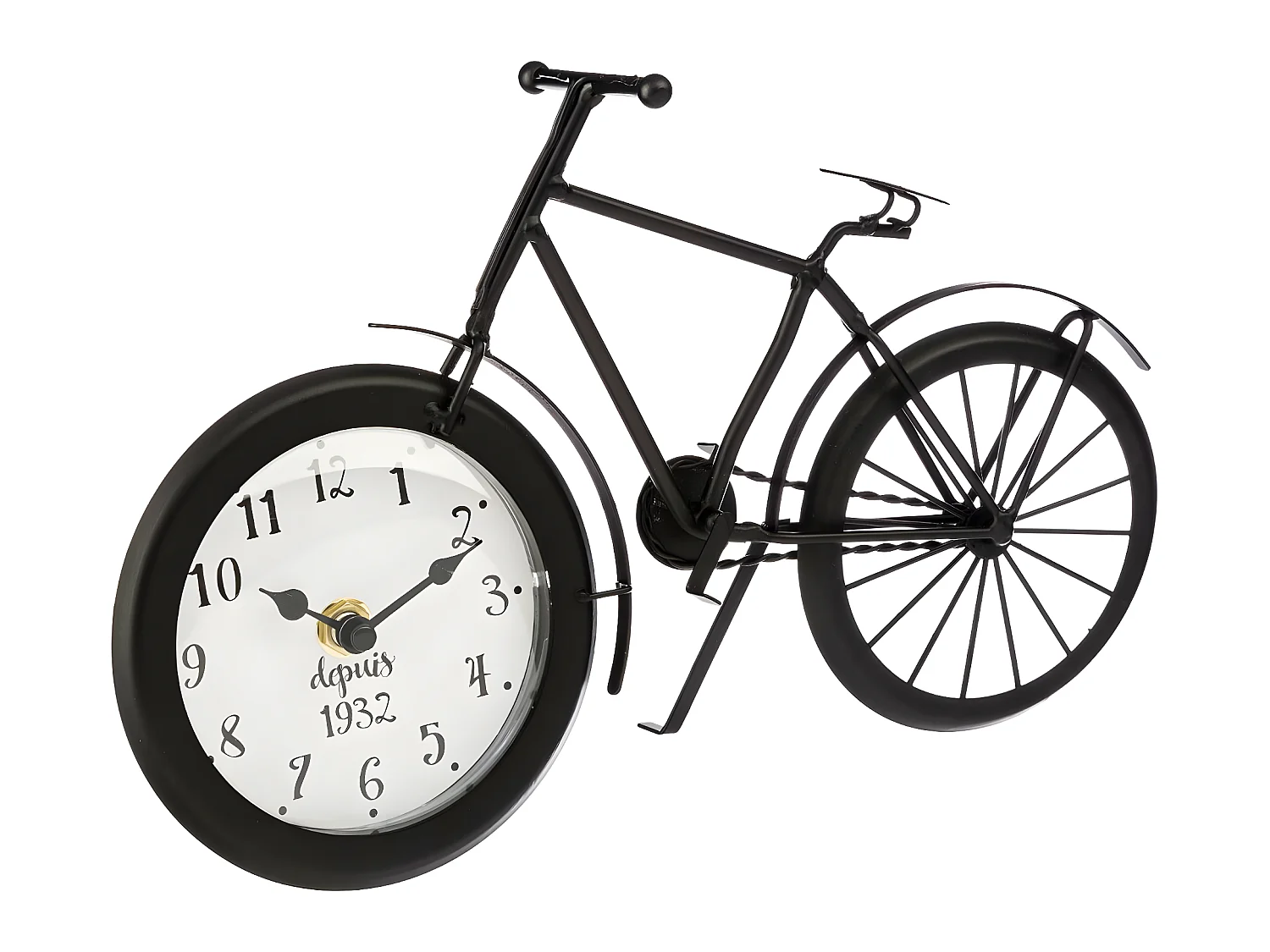 Horloge à poser Vélo en métal Noir L 28.5 cm