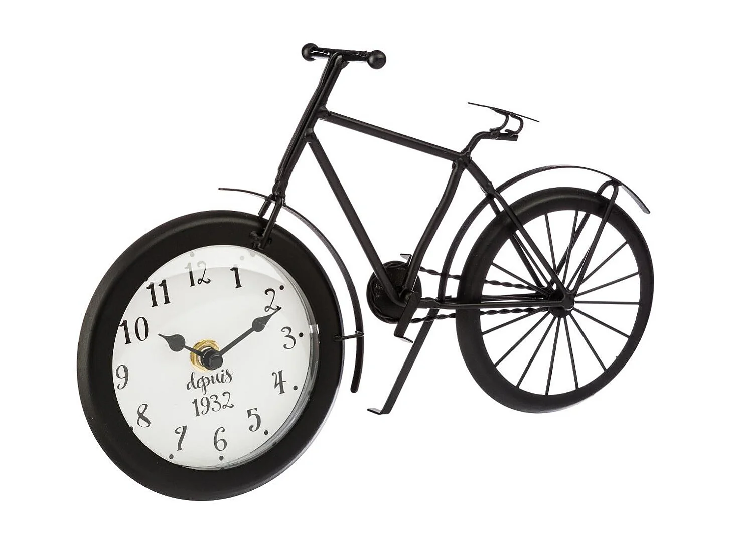 Horloge à poser Vélo en métal Noir L 28.5 cm