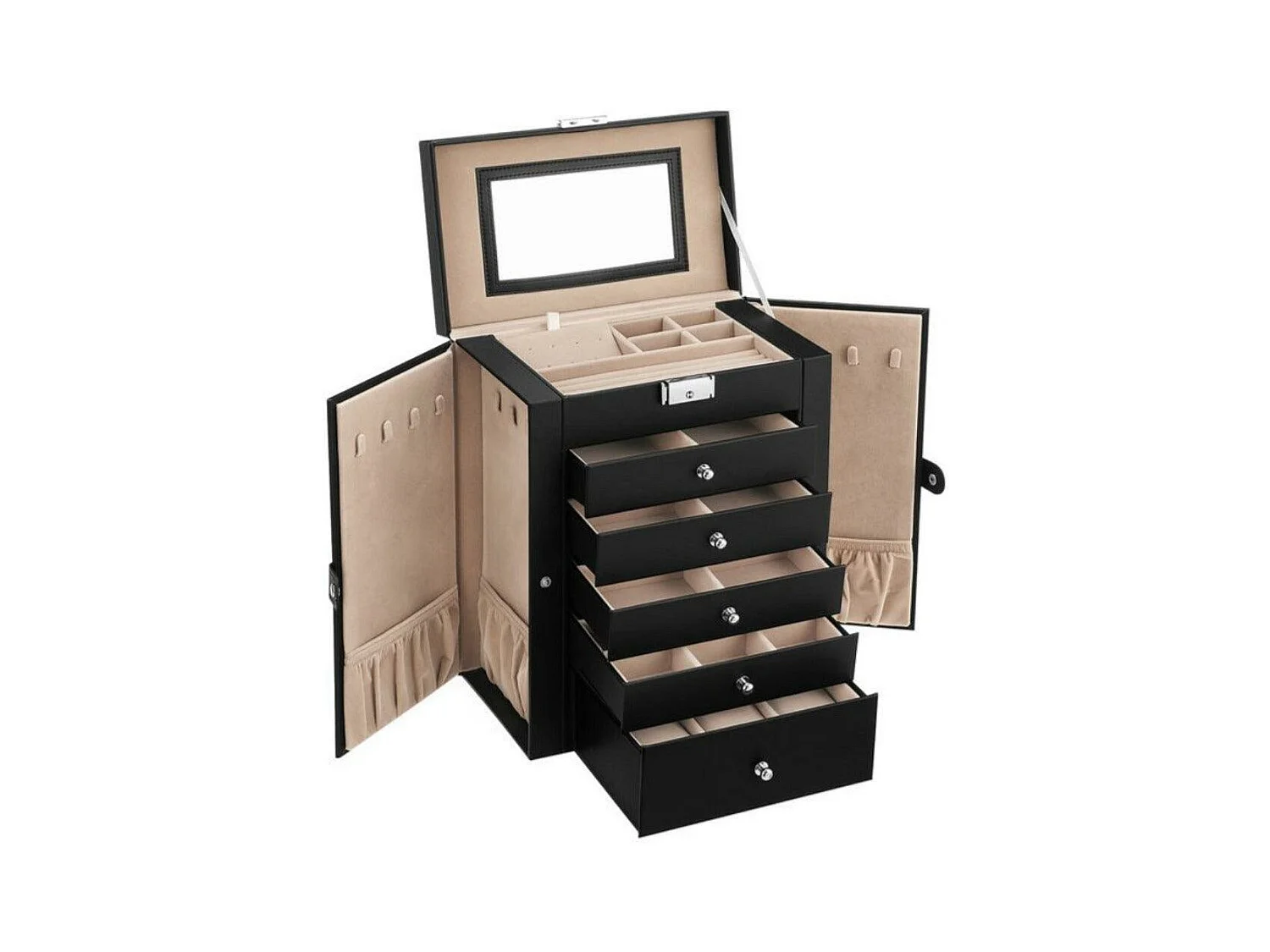 Boîte à bijoux coffre noire 26 x 15.5 x 32 cm 12_0002126