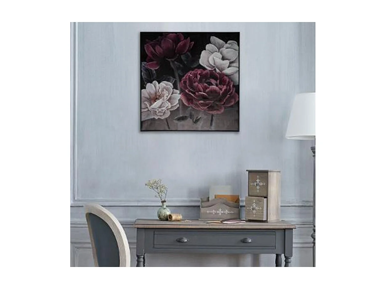 Tableau Toile murale encadrée peinte Fleurs 57 x 57 cm